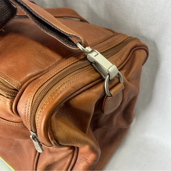 Piel Leather Medium Duffel Bag - Full Grain Cowhide, Saddle Color, Handcrafted Travel Carry-On With Padded Handle